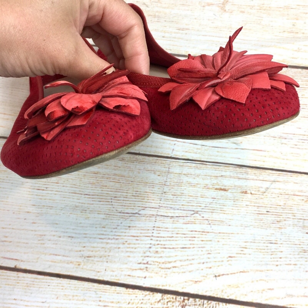 Manya red perforated suede ballet flats Italy 38 - Picture 4 of 7